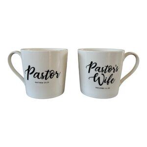 Pastor + Pastor’s Wife White Ceramic Coffee Mug Gift Set Of 2-14 Oz-New in Box